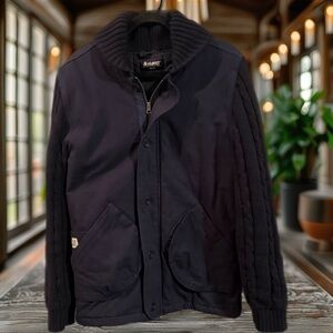 Altamont Sights Jacket Men’s Medium Blue Canvas Shawl Cableknit Sleeves Skate